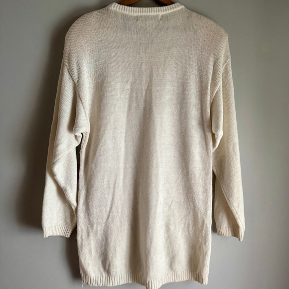 Vintage 90’s Victoria Harbour Cream Beaded Tunic Crewneck Pullover Sweater Large - Picture 2 of 8